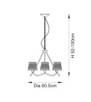 Endon Wriggle Wisząca 3xE14 Matowa Czerń i Naturalna Rafia 114212