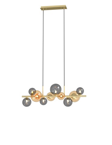 Zuma Line Villa Pendant Lamp Gold/Grey/Amber Md5918-10-Egn
