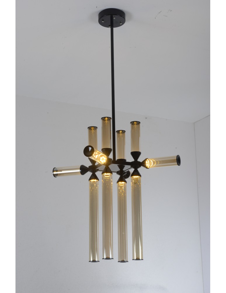 Step Into Design Lampa wisząca QUADRO-12 LED bursztynowe szklane klosze RH115-12P amber