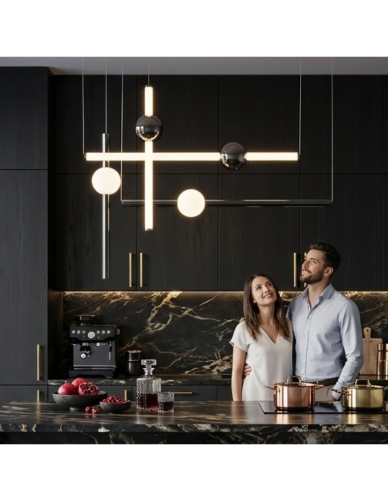 Step Into Design Lampa wisząca O-LINE L-4 LED czarna 110 cm ST-1691L-4 BLACK