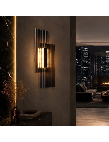 Step Into Design Lampa ścienna NOIR LED, kinkiet czarny ryflowany dwustronny ST-HC-D09 - produkt 2