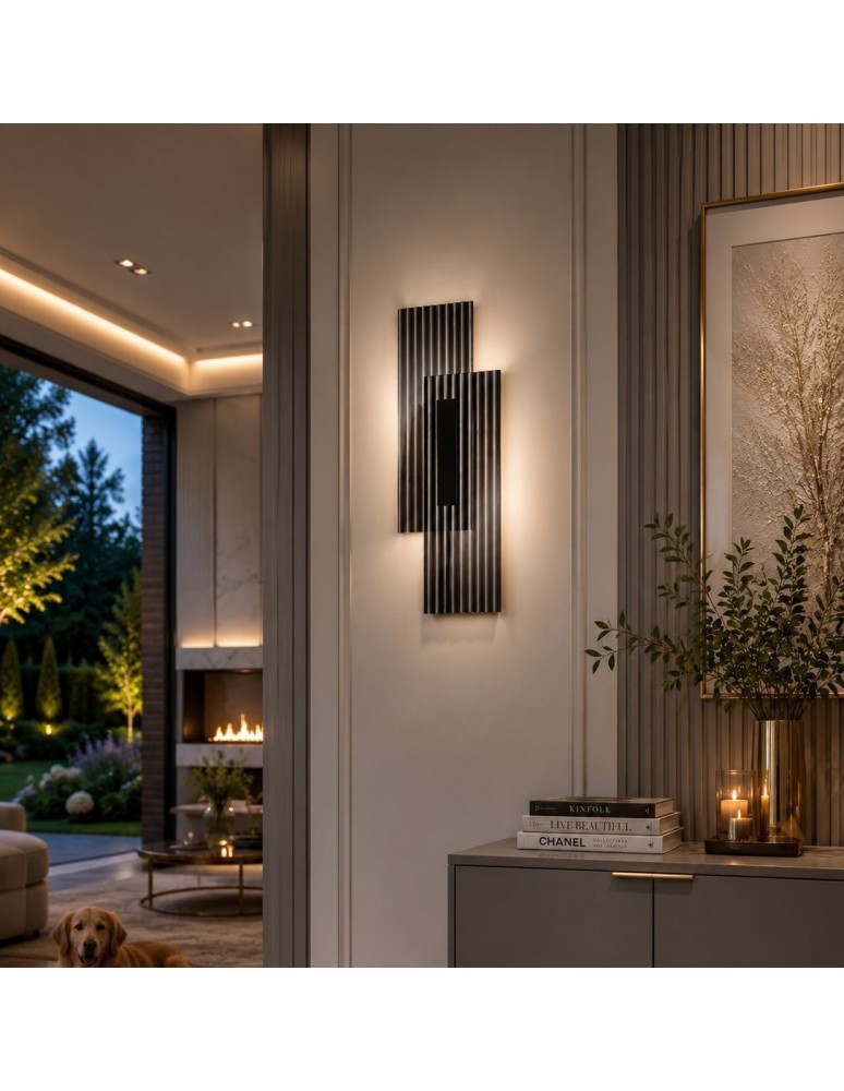 Step Into Design Lampa ścienna NOIR LED, kinkiet czarny ryflowany dwustronny ST-HC-D09 Step Into Design Lampa ścienna NOIR LED, kinkiet czarny ryflowany dwustronny ST-HC-D09