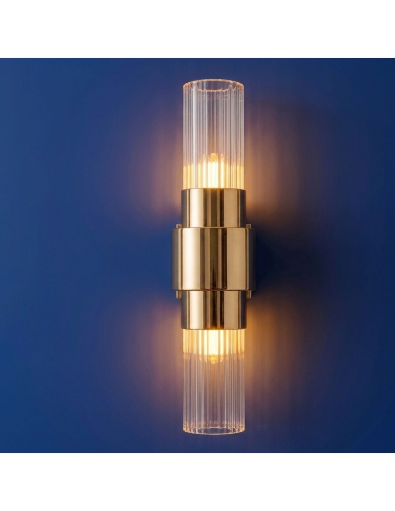 Step Into Design Lampa ścienna GLOW 46 cm - kinkiet złoty, szkło ryflowane ST-DW7790