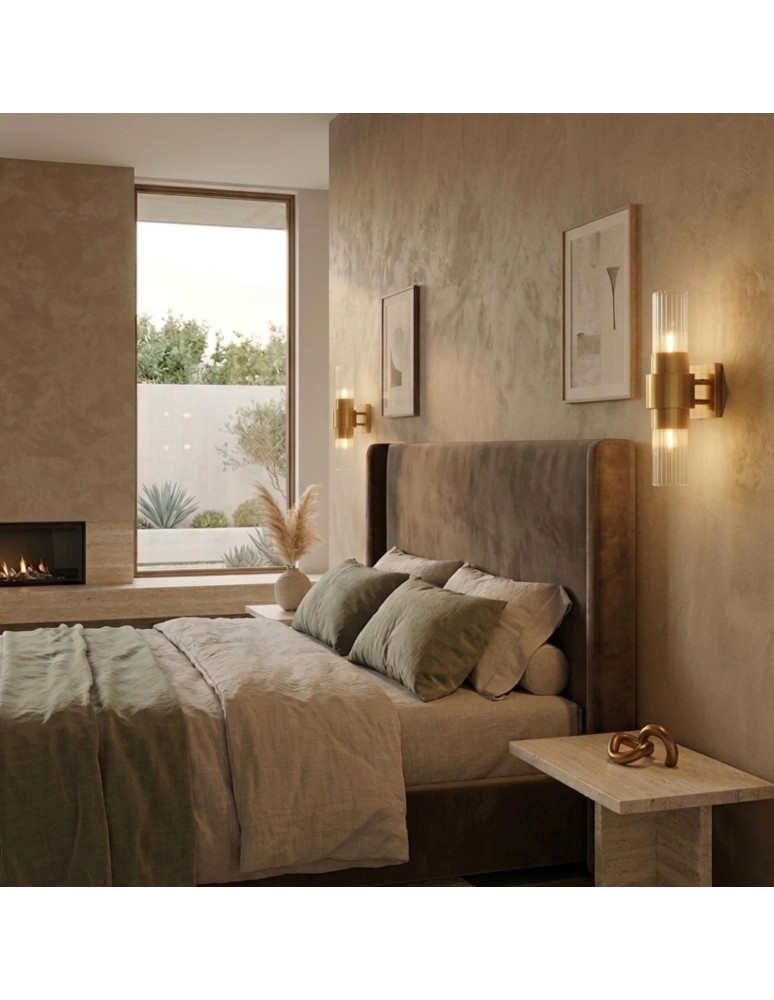 Step Into Design Lampa ścienna GLOW 46 cm - kinkiet złoty, szkło ryflowane ST-DW7790