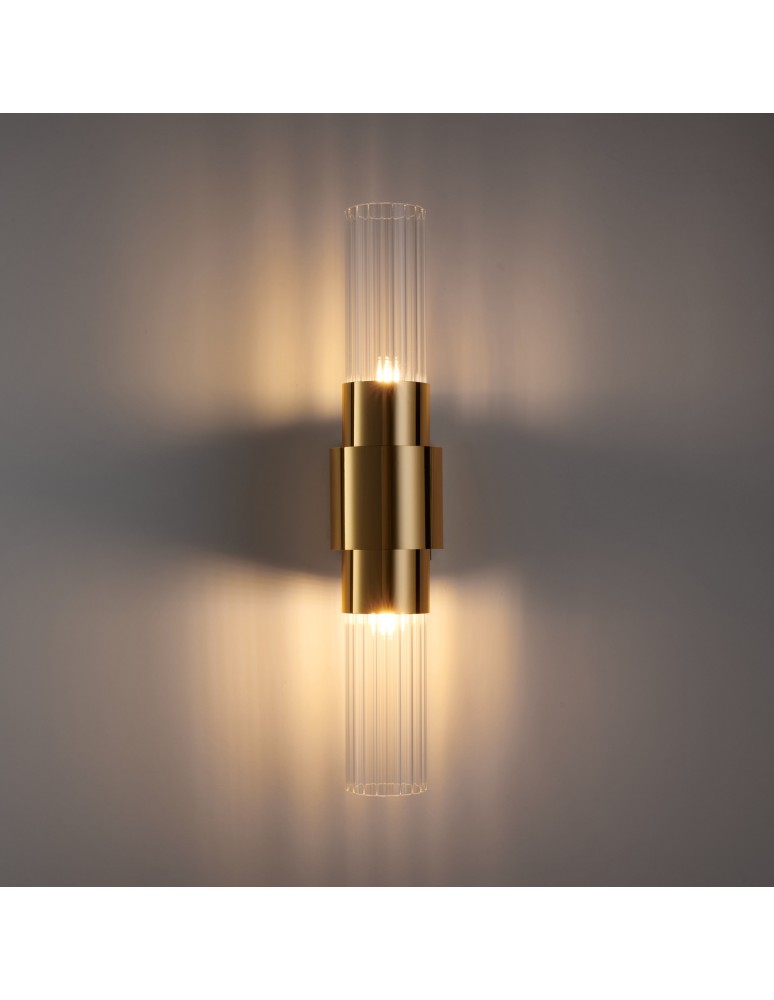 Step Into Design Lampa ścienna GLOW 46 cm - kinkiet złoty, szkło ryflowane ST-DW7790