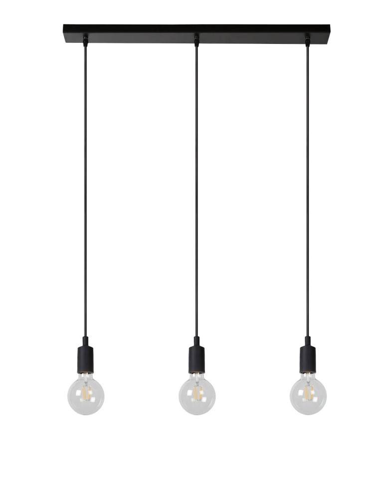 Triple pendant lamps - Lucide FIX MULTIPLE Pendant 3xE27/60W Black 08408/03/30 - product kolory-swiatla.pl 8