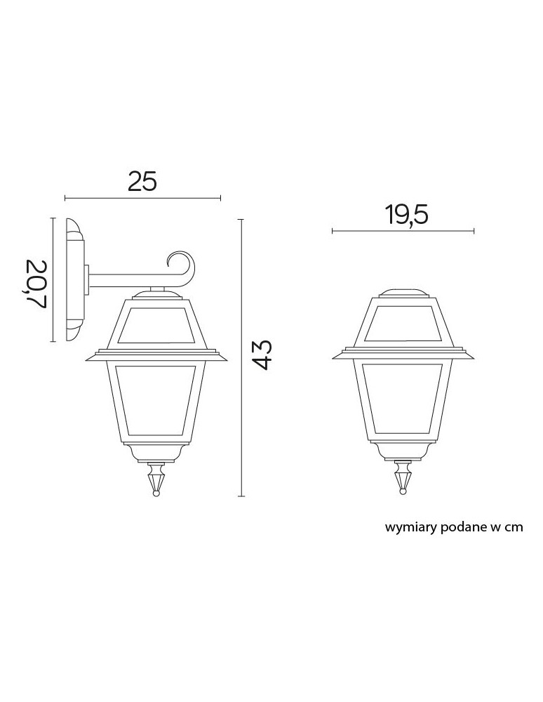 SU-MA WITRAŻ K 3012/1/NC IP43 E27, 1 x 60 W, 230 V SU-MA WITRAŻ K 3012/1/NC IP43 E27, 1 x 60 W, 230 V