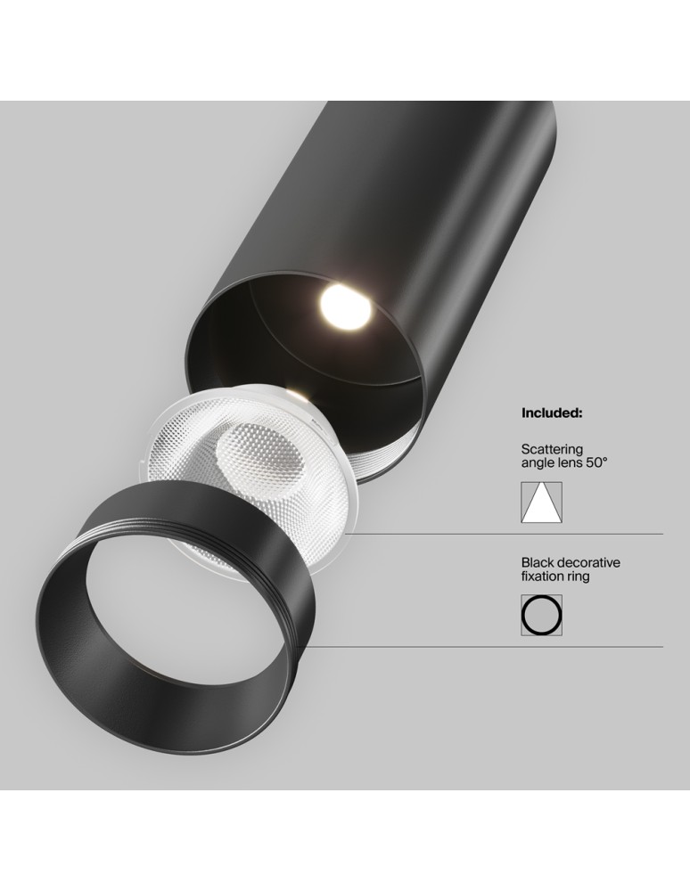 Lamps for 1 phase busbars - Maytoni Focus LED Spotlight for UNITY LED Single Circuit Rail 12W 900lm 3000K Black TR021-1-12B3K-W-D-B - product kolory-swiatla.pl 5