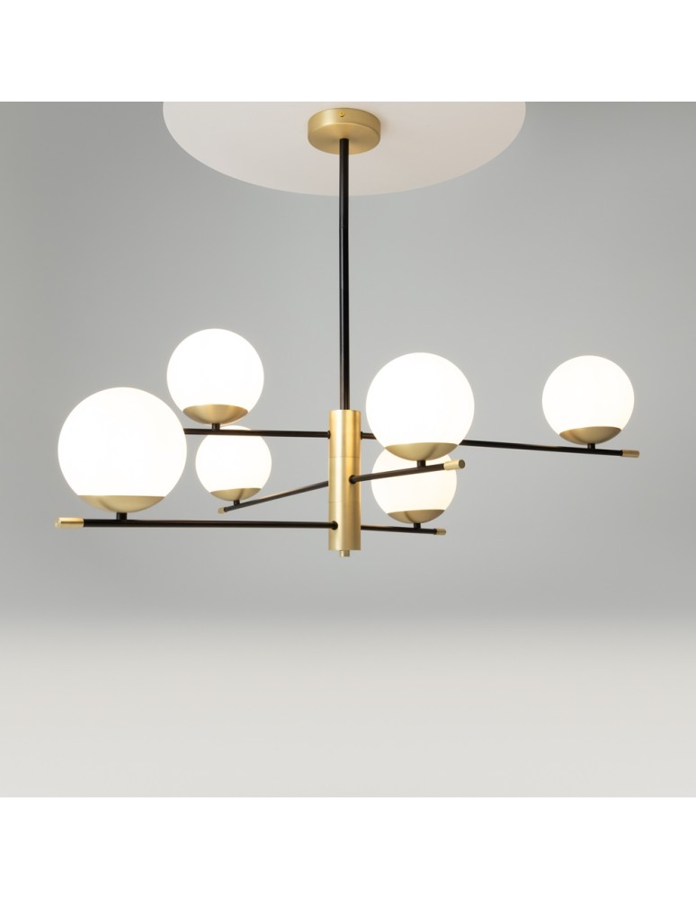 Pendant lamps spheres - Maytoni Nostalgia 6xE14 40W pendant MOD048PL-06G matte gold - product kolory-swiatla.pl 3