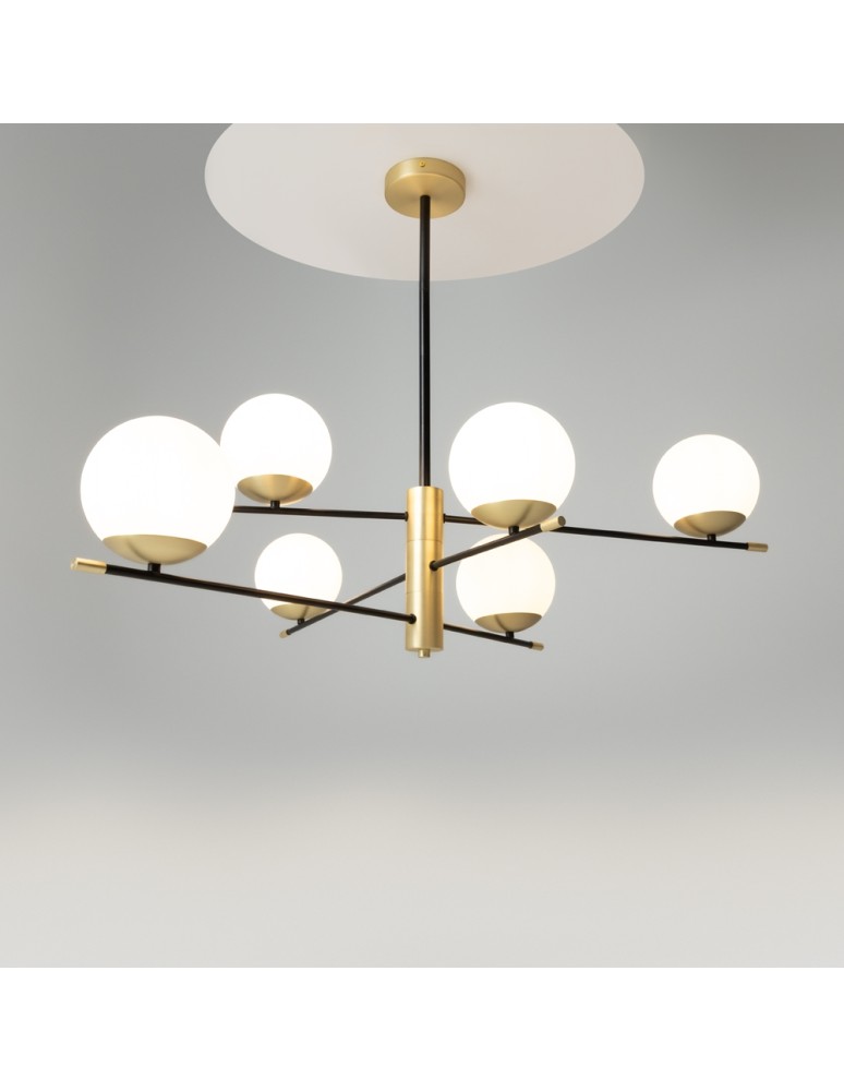 Pendant lamps spheres - Maytoni Nostalgia 6xE14 40W pendant MOD048PL-06G matte gold - product kolory-swiatla.pl 9