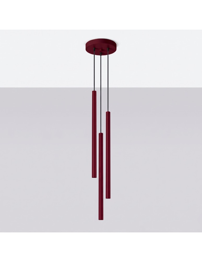Sollux Lampa wisząca PASTELO 3P burgund SL.2123