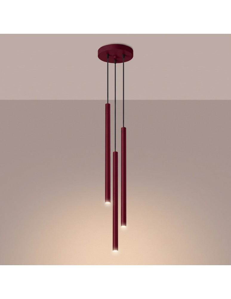 Sollux Lampa wisząca PASTELO 3P burgund SL.2123