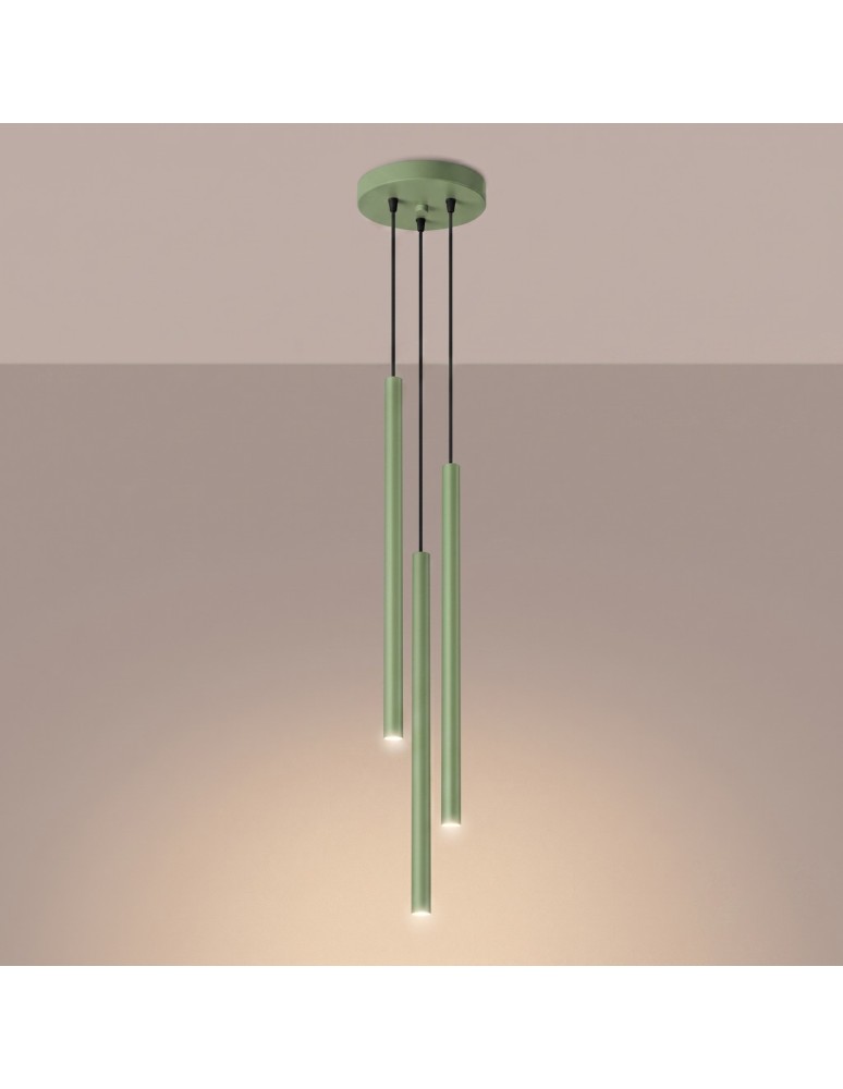 Sollux Lampa wisząca PASTELO 3P szałwiowa SL.2135 Sollux Lampa wisząca PASTELO 3P szałwiowa SL.2135