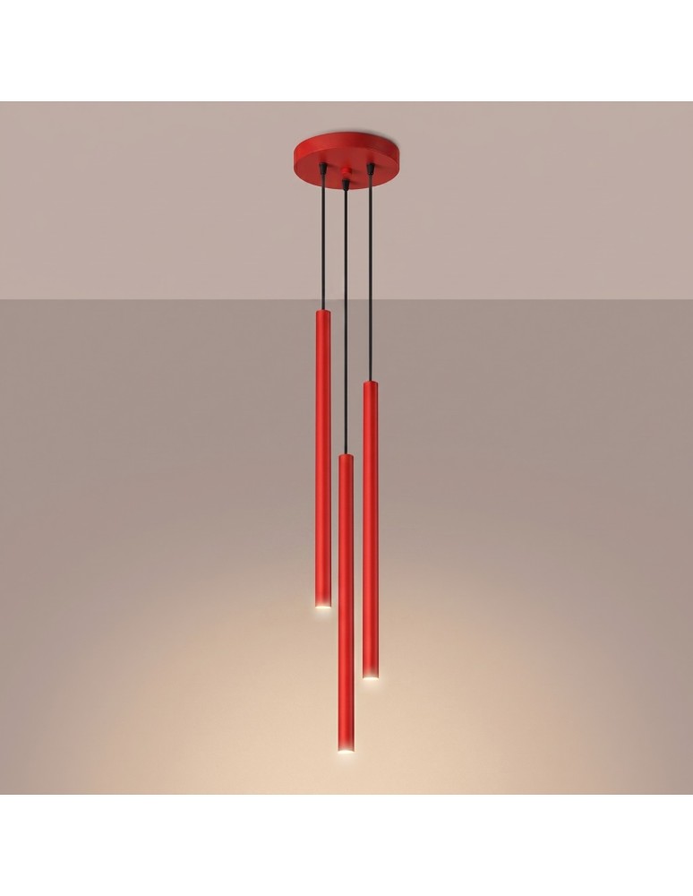 Sollux Lampa wisząca PASTELO 3P czerwona SL.2143