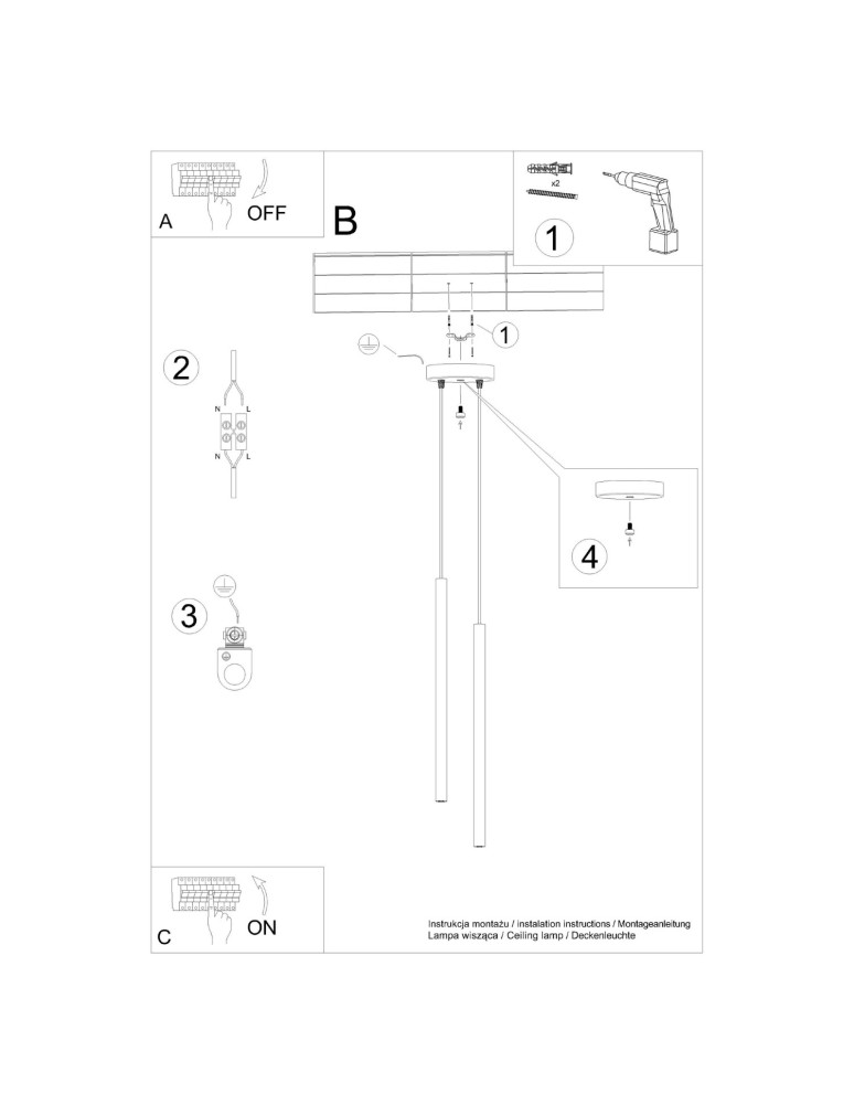 Sollux Lampa wisząca PASTELO 2 błękitna SL.2150