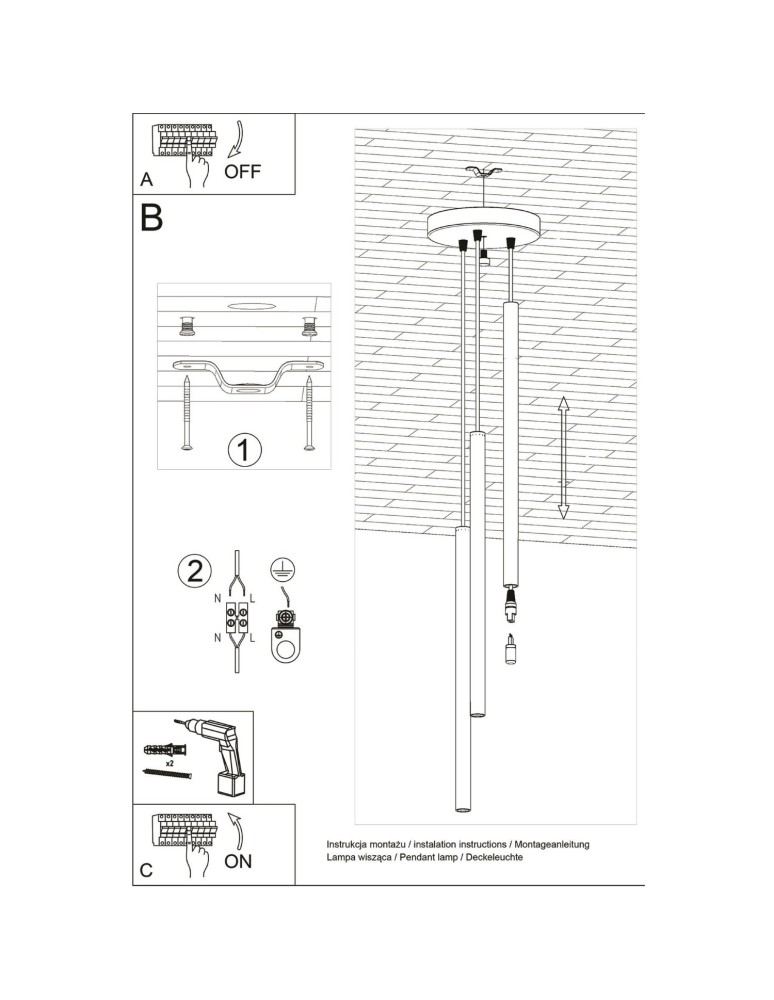 Sollux Lampa wisząca PASTELO 3P błękitna SL.2151 Sollux Lampa wisząca PASTELO 3P błękitna SL.2151