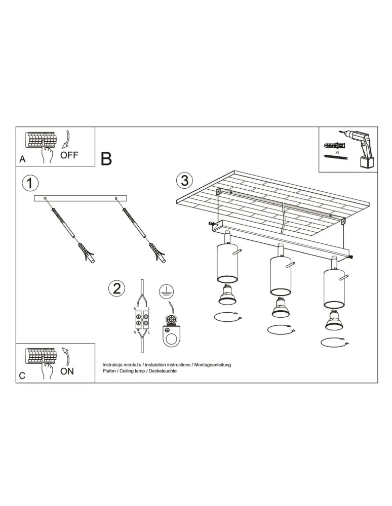 Sollux Plafon RING 3L burgund SL.2161