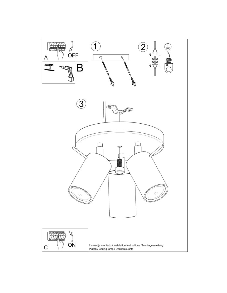 Sollux Plafon RING 3P błękitny SL.2204