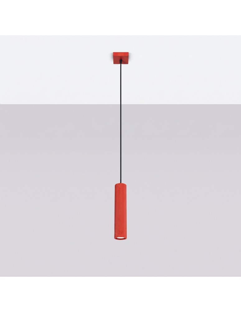 Sollux Lampa wisząca KARBON 1 czerwona SL.2335
