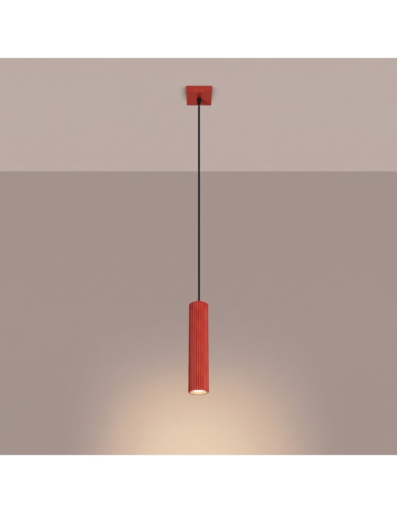 Sollux Lampa wisząca KARBON 1 czerwona SL.2335