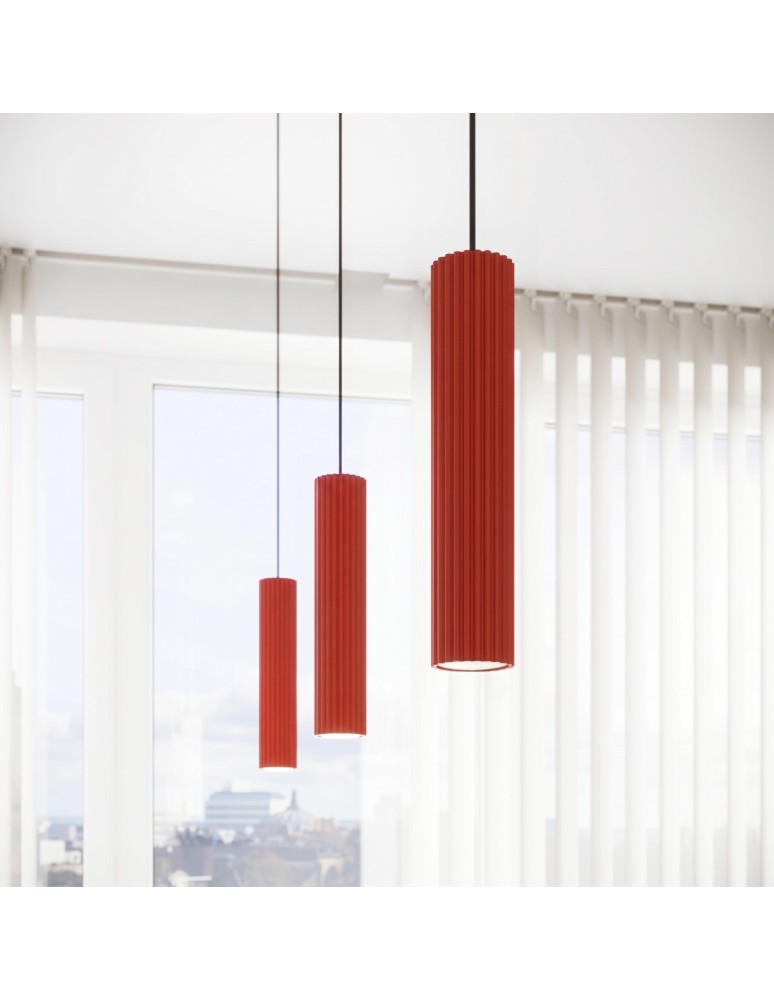 Sollux Lampa wisząca KARBON 1 czerwona SL.2335