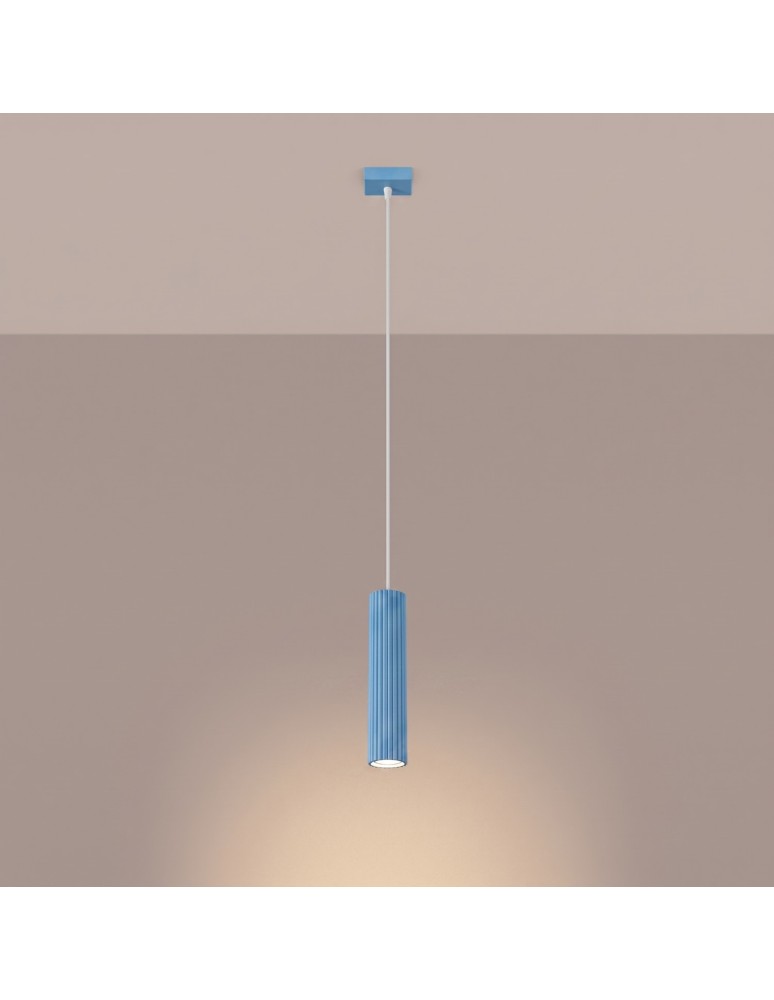 Sollux Lampa wisząca KARBON 1 błękitna SL.2337