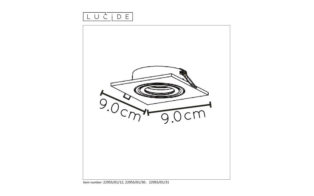 Lucide TUBE Spot Squere D9cm GU10 Biały 22955/01/31 Wpust
