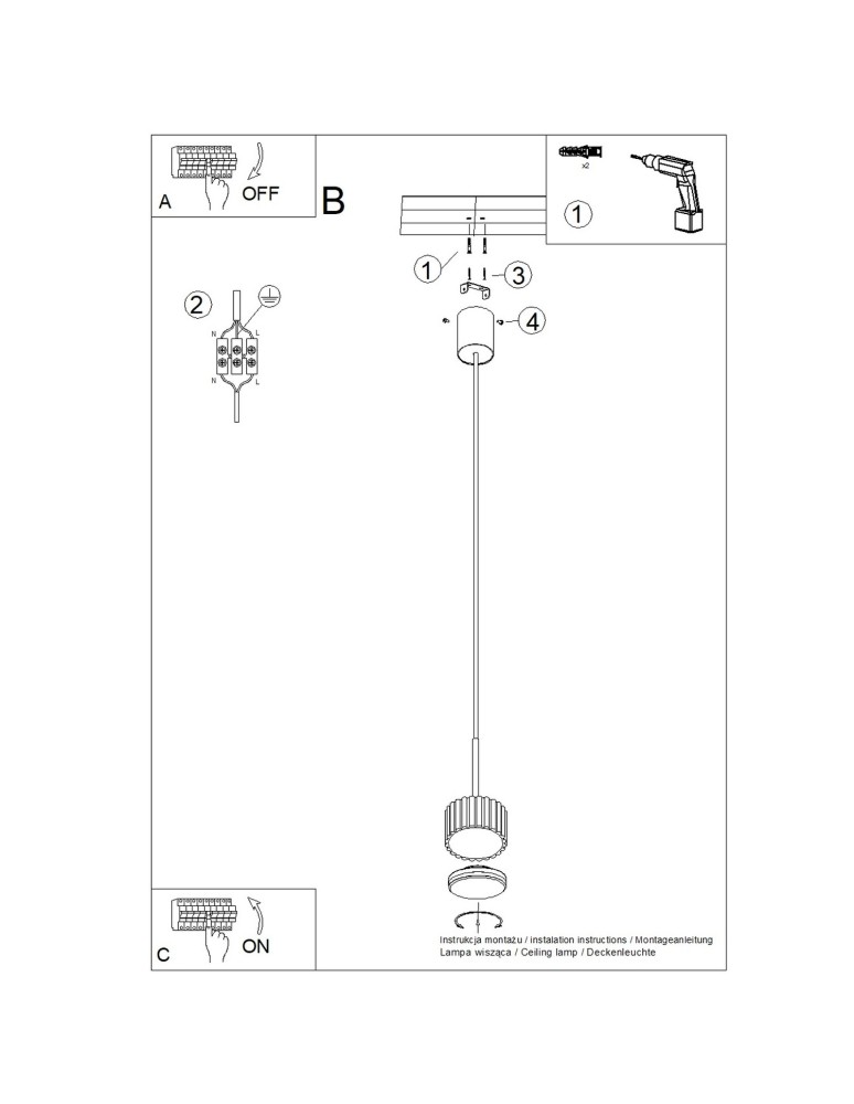 Sollux Lampa wisząca AURA 1 czarna Gx53 SL.2677 Sollux Lampa wisząca AURA 1 czarna Gx53 SL.2677