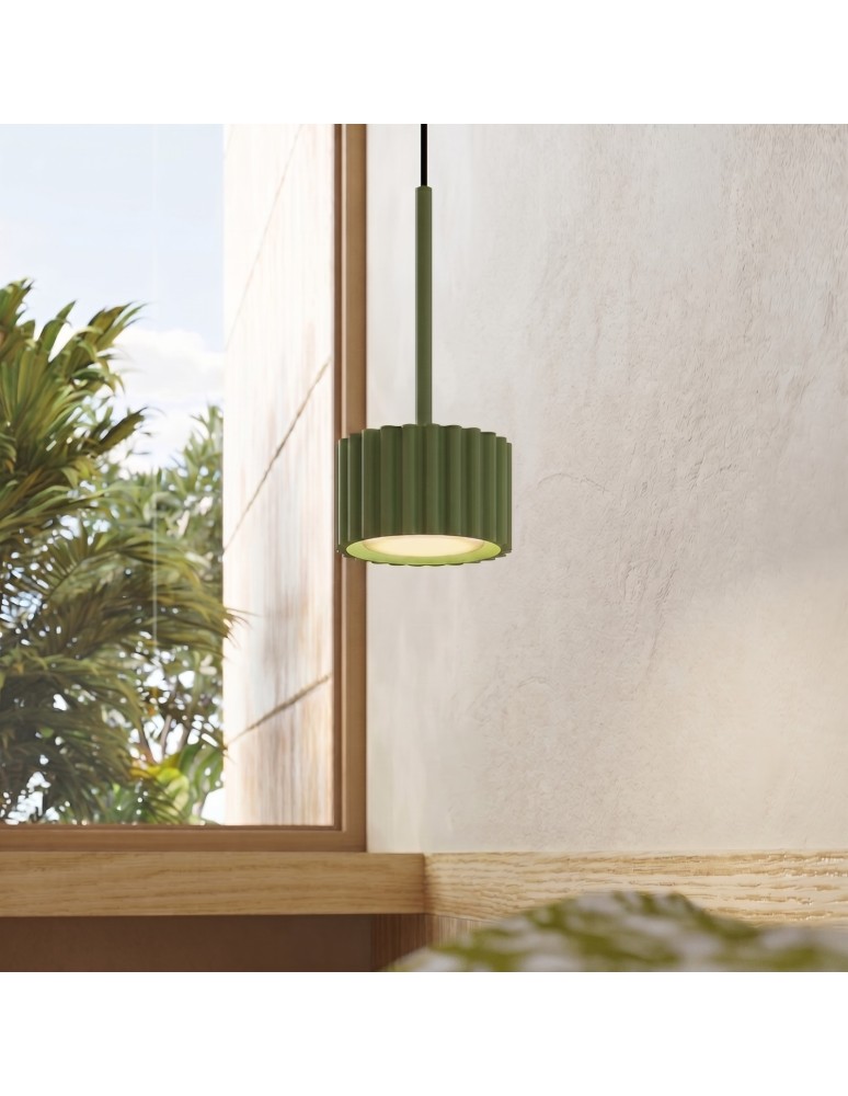 Sollux Lampa wisząca AURA 1 zielona oliwka Gx53 SL.2679