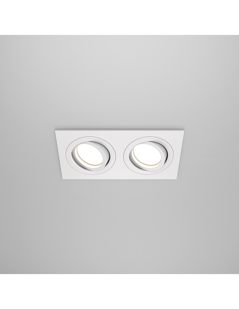 Lampy podtynkowe kwadratowe - Maytoni Atom 2xGU10 50W podtynkowa DL024-2-02W biały - produkt kolory-swiatla.pl 1