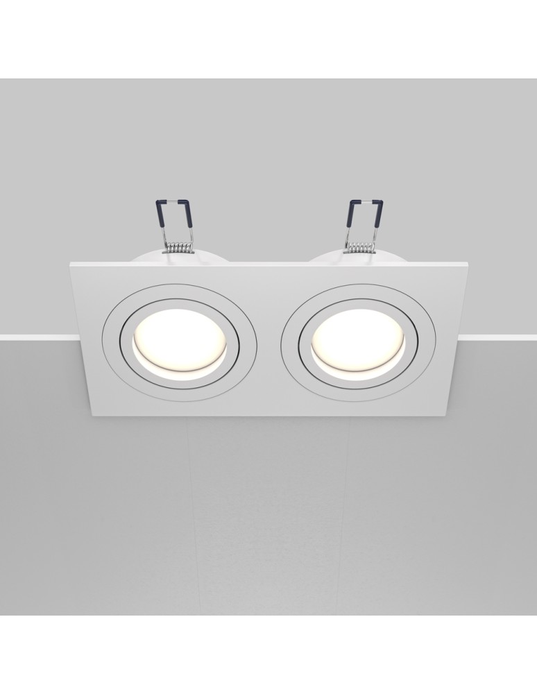 Lampy podtynkowe kwadratowe - Maytoni Atom 2xGU10 50W podtynkowa DL024-2-02W biały - produkt kolory-swiatla.pl 5