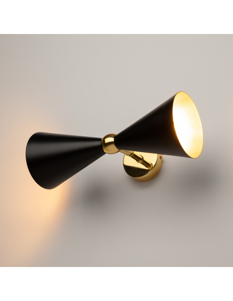 Kinkiety podwójne - Maytoni Vesper Ścienna E14 2x40W Czarny Złoty MOD108WL-02GB - produkt kolory-swiatla.pl 5