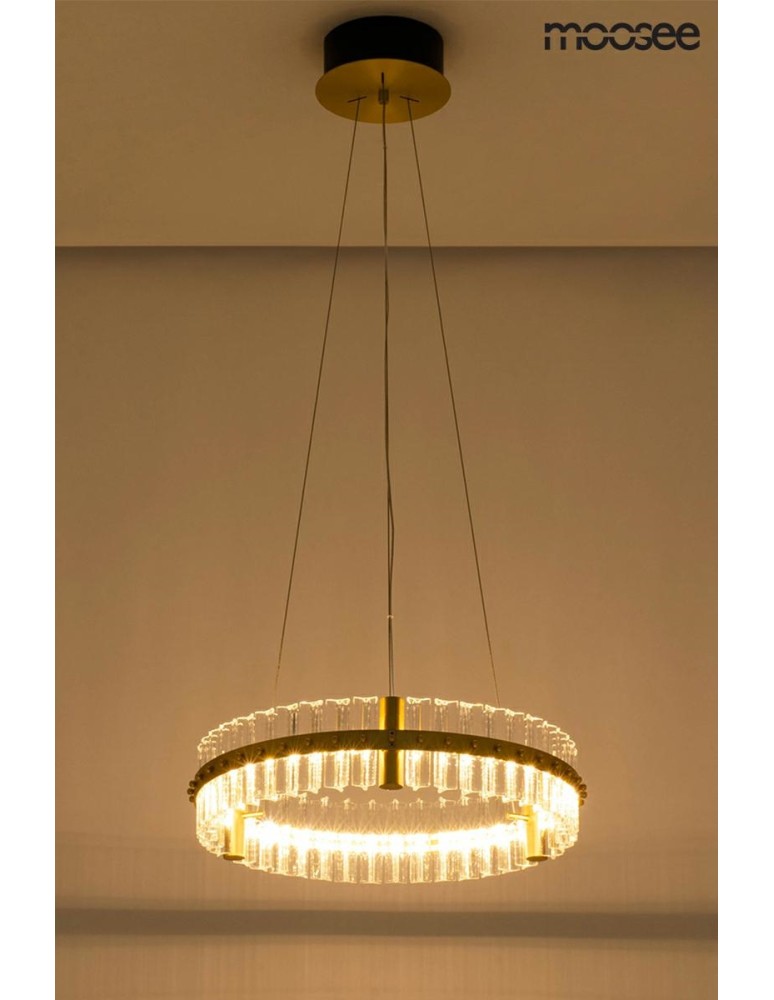 Moosee MOOSEE lampa wisząca SATURNUS 47 złota - LED, kryształ, stal szczotkowana (MSE010100165)