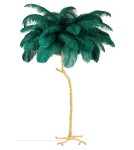 King Home Lampa podłogowa TIFFANY 175 zielona  mosiądz / naturalne pióra (JL0019.GREEN)
