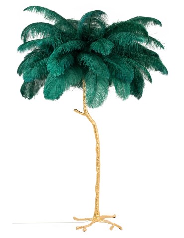 King Home TIFFANY 175 floor lamp green brass/natural feathers (JL0019.GREEN)