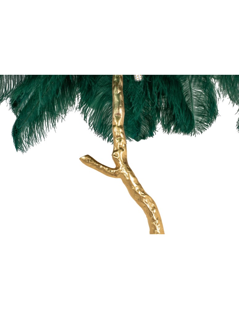 King Home Lampa podłogowa TIFFANY 175 zielona  mosiądz / naturalne pióra (JL0019.GREEN)