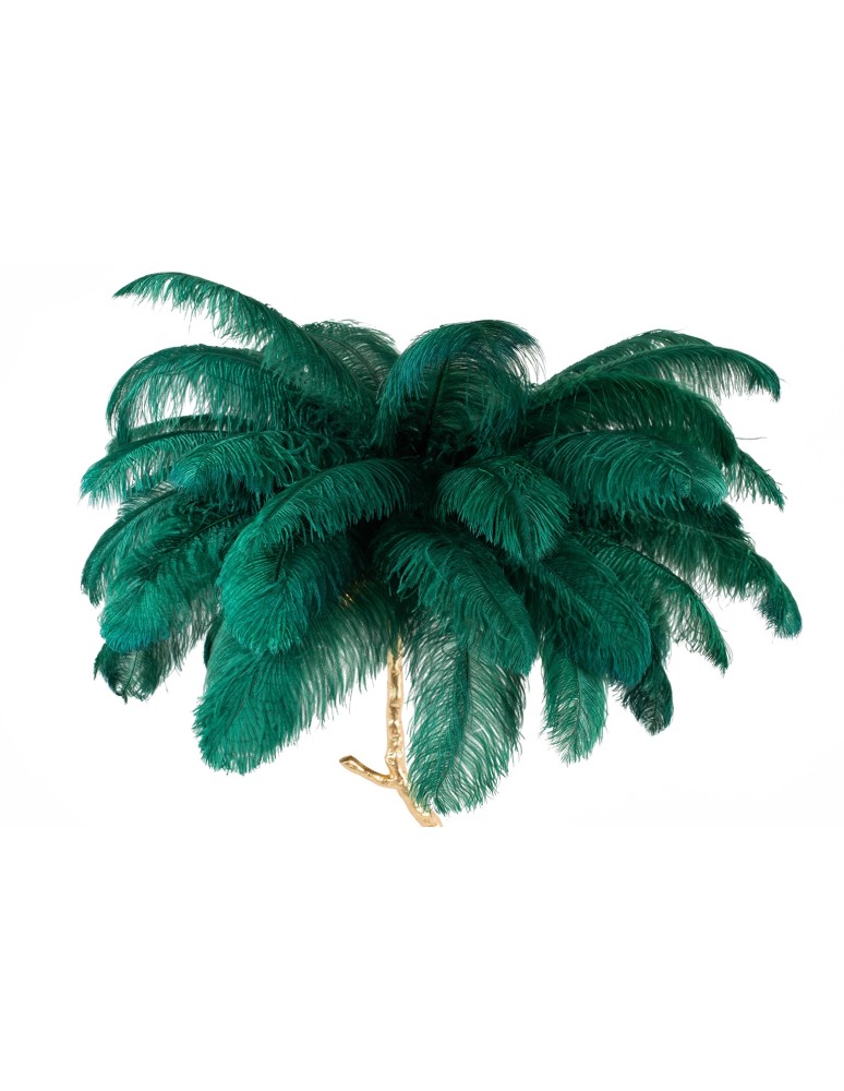 King Home Lampa podłogowa TIFFANY 175 zielona  mosiądz / naturalne pióra (JL0019.GREEN)