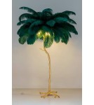 King Home Lampa podłogowa TIFFANY 175 zielona  mosiądz / naturalne pióra (JL0019.GREEN)