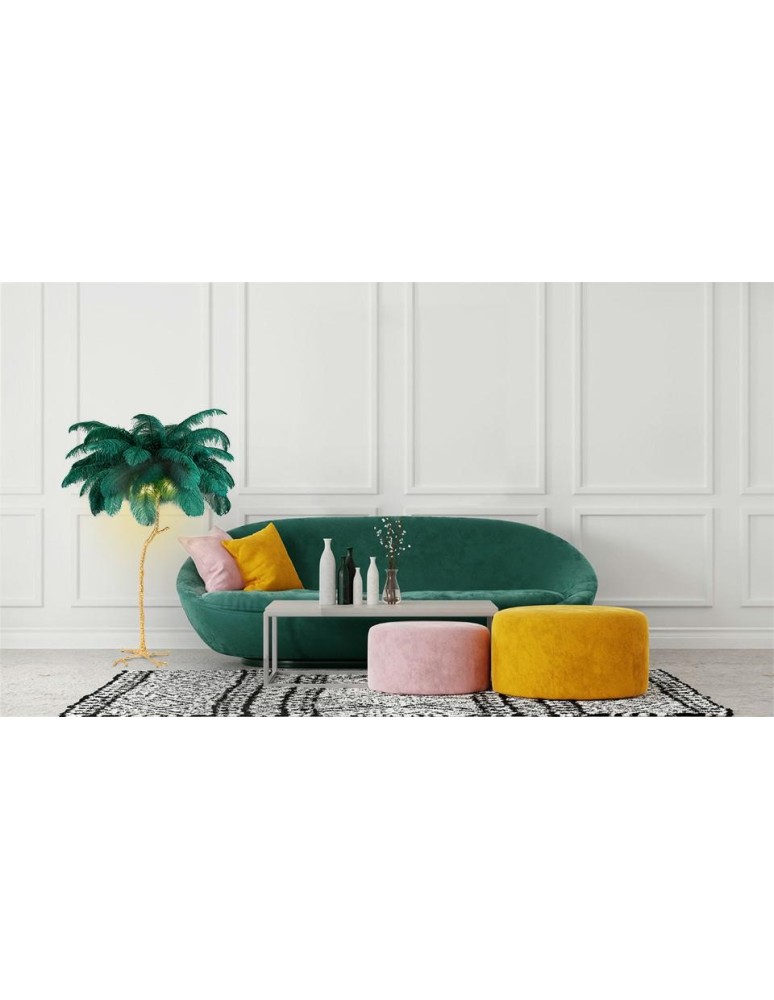 King Home Lampa podłogowa TIFFANY 175 zielona  mosiądz / naturalne pióra (JL0019.GREEN)