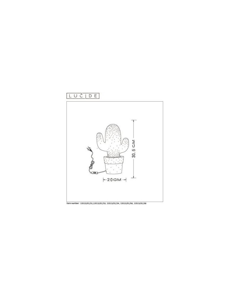 Children's table lamps - Lucide CACTUS Desk Ceramic E14 13513/01/33 - product kolory-swiatla.pl 9