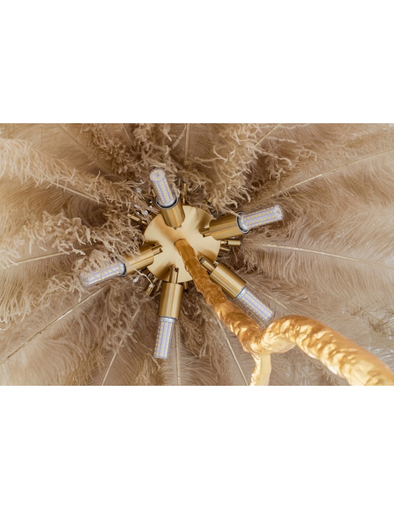 King Home Lampa podłogowa TIFFANY 175 beżowa  mosiądz / naturalne pióra (MSE1501100418)