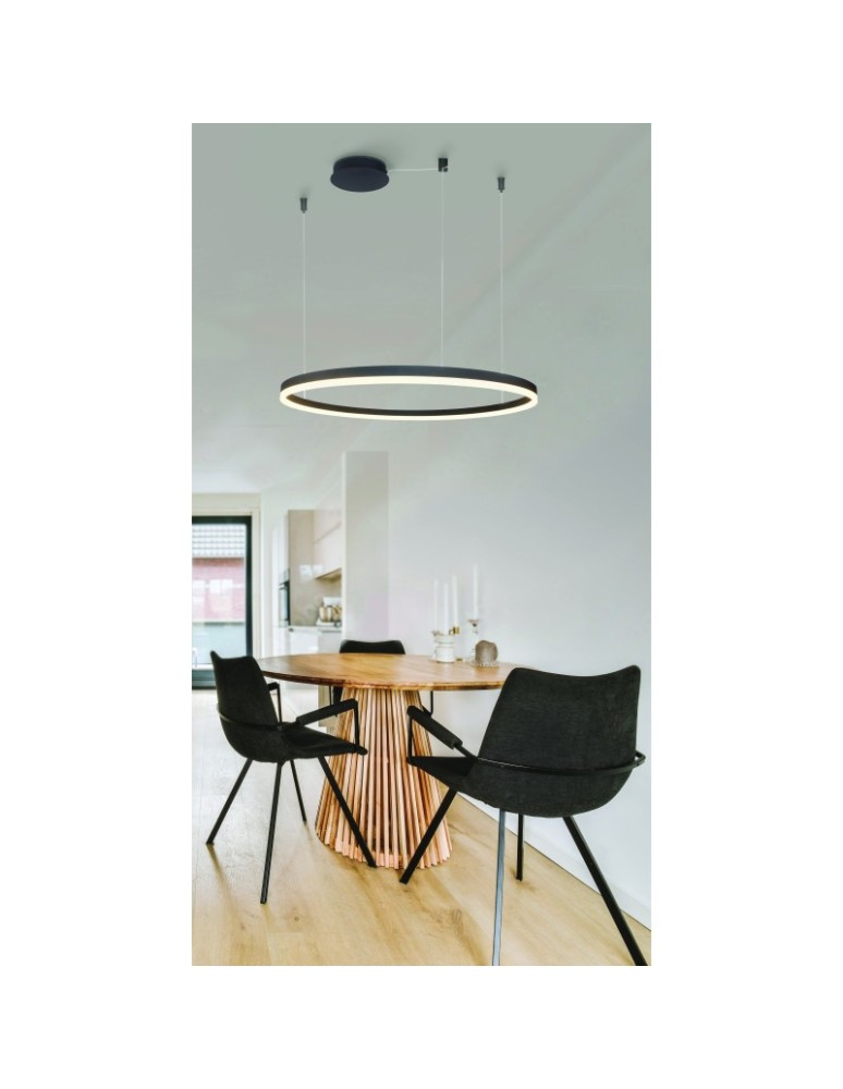 Pendant lamps circles - Azzardo HALO Lampa Wisząca 80 CCT DIMM + Pilot w Komplecie Czarny Mat AZ6472 - product kolory-swiatla.pl 2