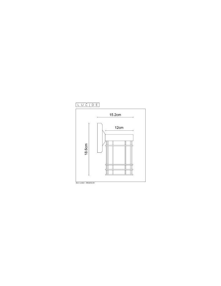 Lucide KEPPEL Wall Mount IP23 E27 H19cm Black 29824/01/30