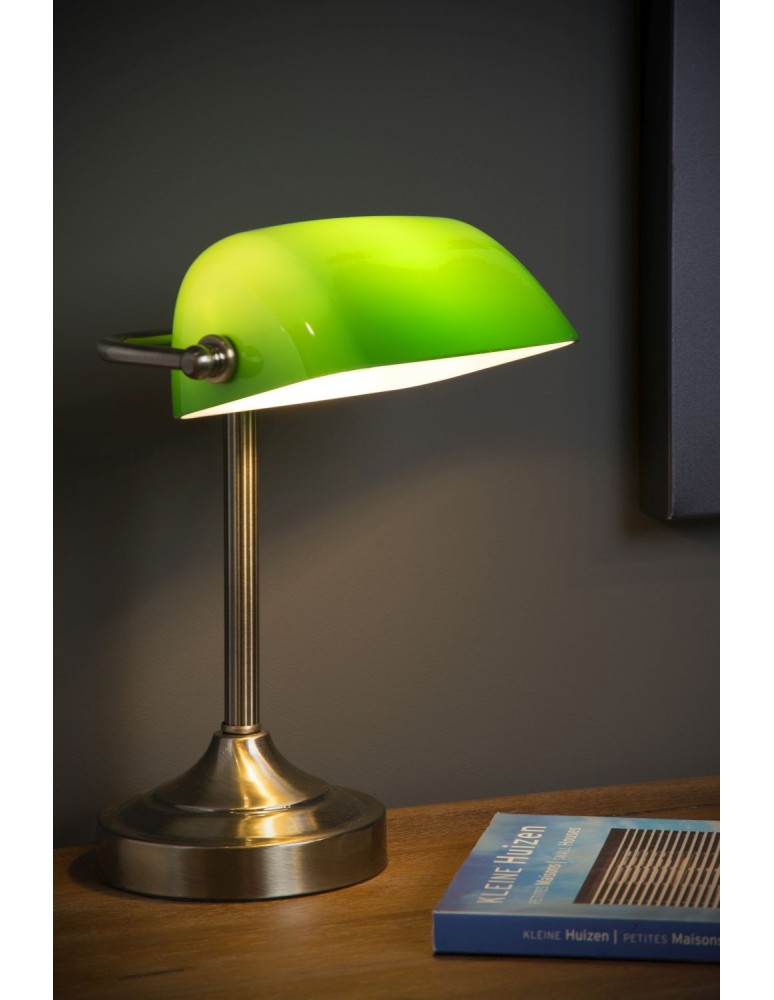 Reading table lamps - Lucide Banker Lamp E14 W22cm H30cm Glass green/ Bronze 17504/01/03 - product kolory-swiatla.pl 11