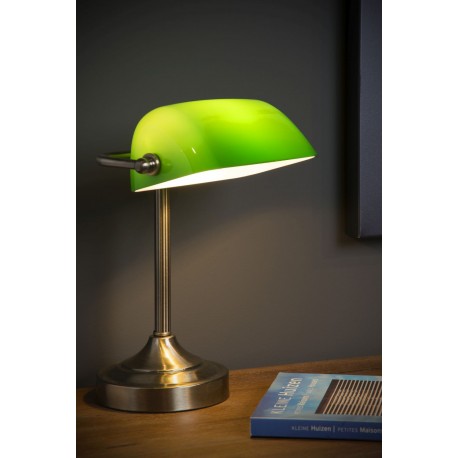 Lucide Banker Lamp E14 W22cm H30cm Glass zielona/ Bronze 17504/01/03