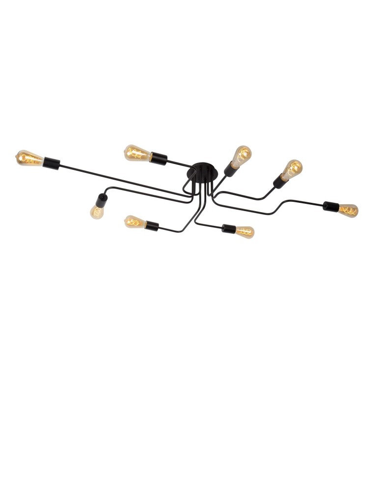 Loft ceiling lamps - industrial - Lucide LESTER Plafond Light 8xE27 150/80/20cm Black 21112/08/30 - product kolory-swiatla.pl 1