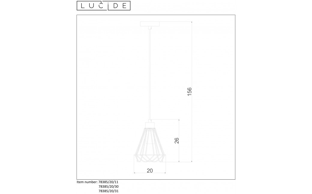 Lucide KYARA Wisząca E27 20cm Biały 78385/20/31