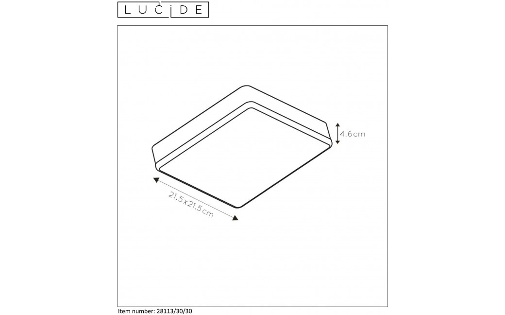 Lucide CERES Plafon LED 30W L21.5 B21.5 H5cm Czarny 28113/30/30