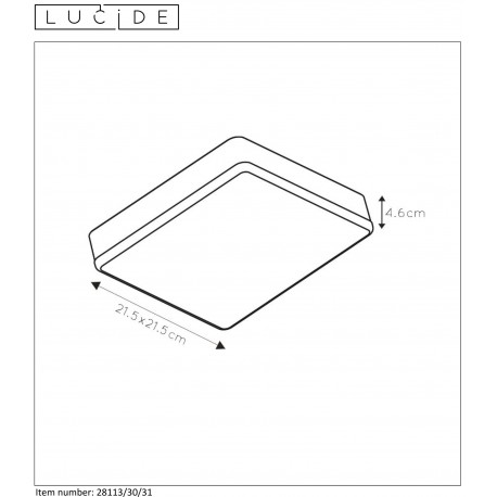 Lucide CERES Plafon LED 30W L21.5 B21.5 H5cm Biały 28113/30/31