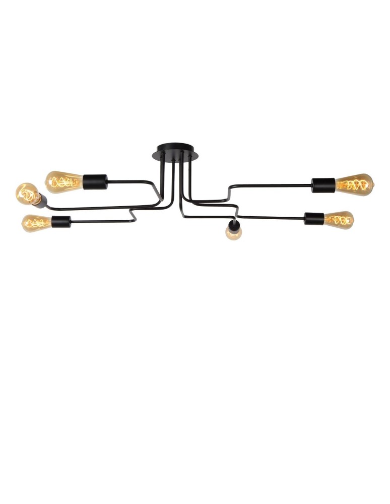 Loft ceiling lamps - industrial - Lucide LESTER Plafond Light 6xE27 100/75/20cm Black 21112/06/30 - product kolory-swiatla.pl 11